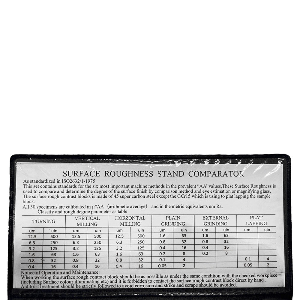 30 Pc Specimen Surface Roughness Comparator Composite Pocket Set Gauge