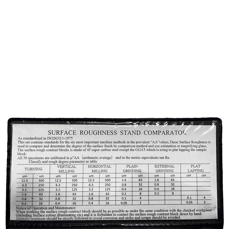 30 Pc Specimen Surface Roughness Comparator Composite Pocket Set Gauge