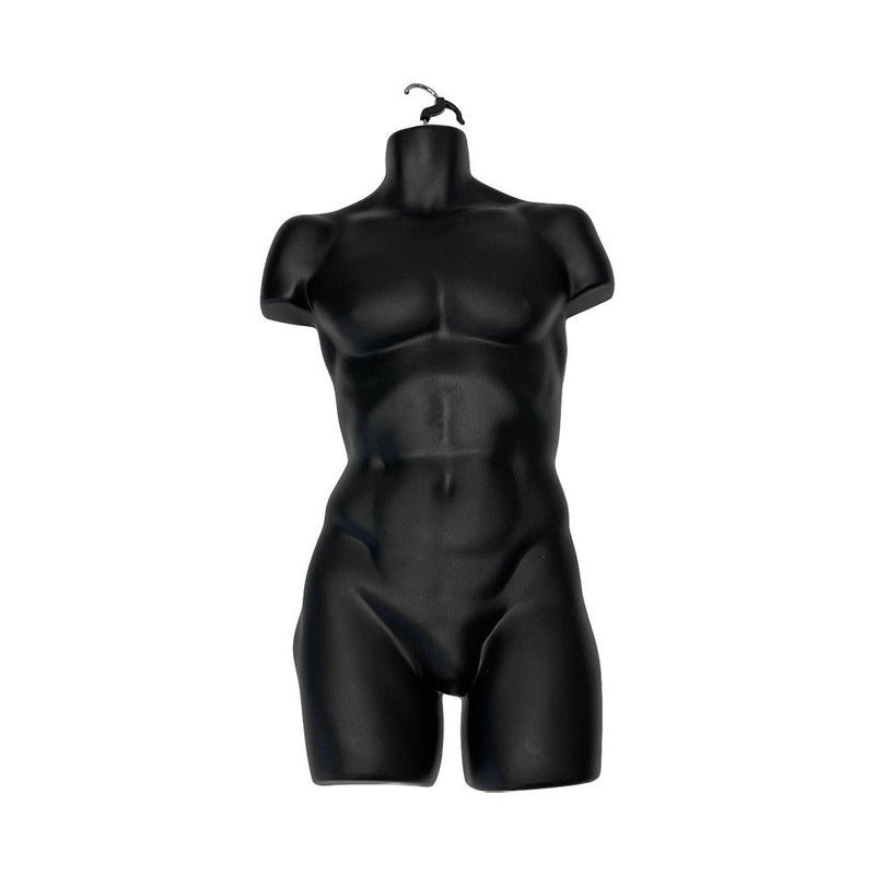34''H Injection Molded Male Half Round Torso Body Mannequin Form Swivel Hook