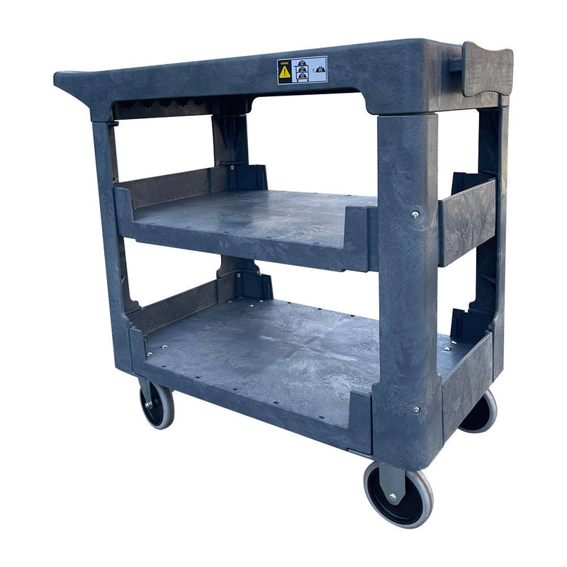 38''L x 19''W x 32-1/2''H Plastic Utility Service Cart 3 Shelf Tool Cart