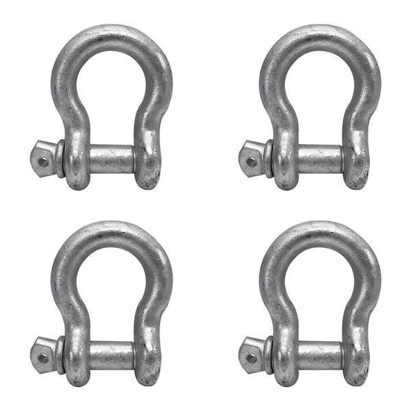 4 PC 1" Screw Pin Anchor Shackle Galvanized Steel Drop Forged 17000 Lbs D Ring Bow Rigging