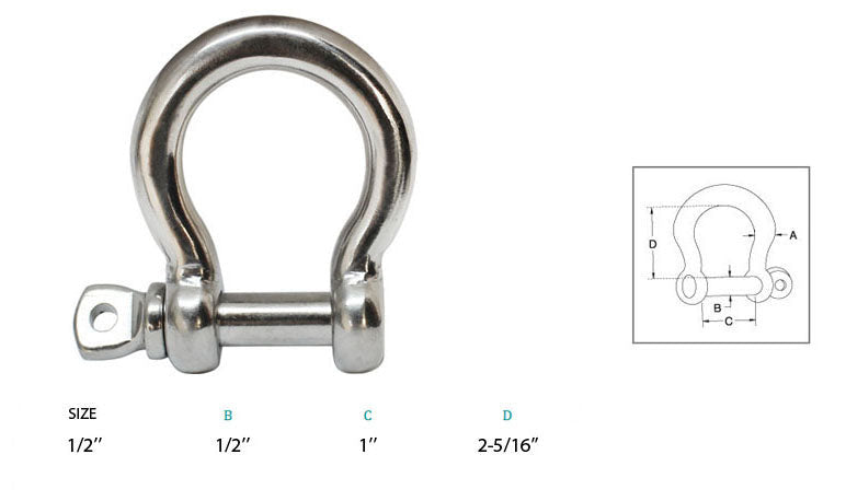 4 Pc 1/2" Stainless Steel Screw Pin Bow Shackle Anchor Boat Marine Parcord Rigging