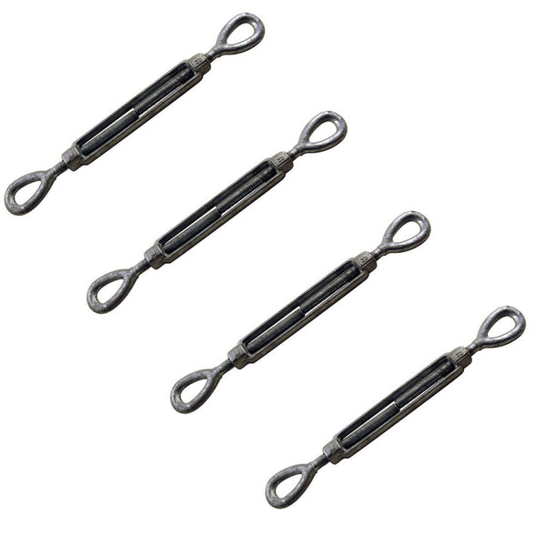 4 Pc 1/4'' x 4'' Turnbuckle EYE EYE Pulley Galvanized Drop Forge 500 Lbs Working Load WLL