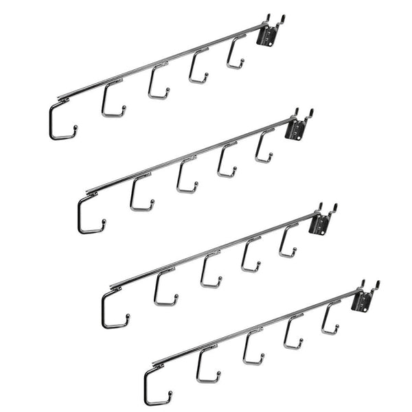 4 Pc 16'' Long Chrome Pegboard 5 Hook Waterfall J Hook