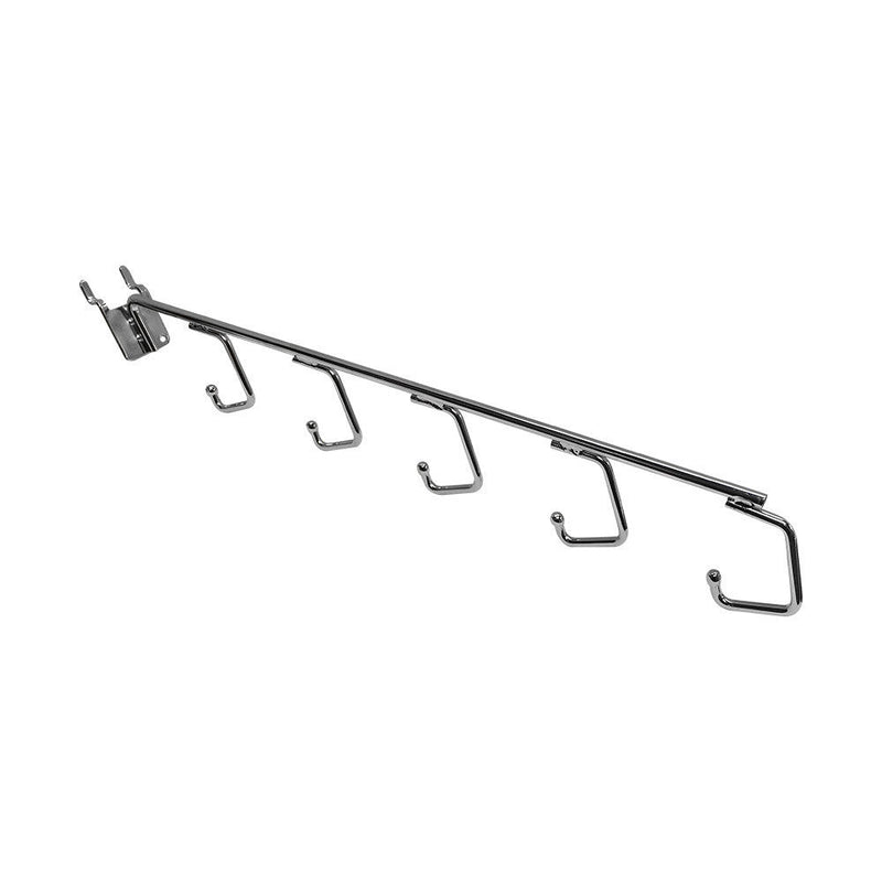 4 Pc 16'' Long Chrome Pegboard 5 Hook Waterfall J Hook