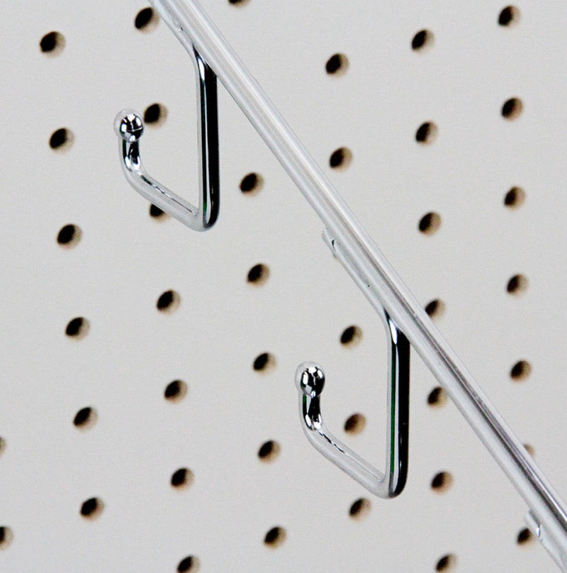4 Pc 16'' Long Chrome Pegboard 5 Hook Waterfall J Hook