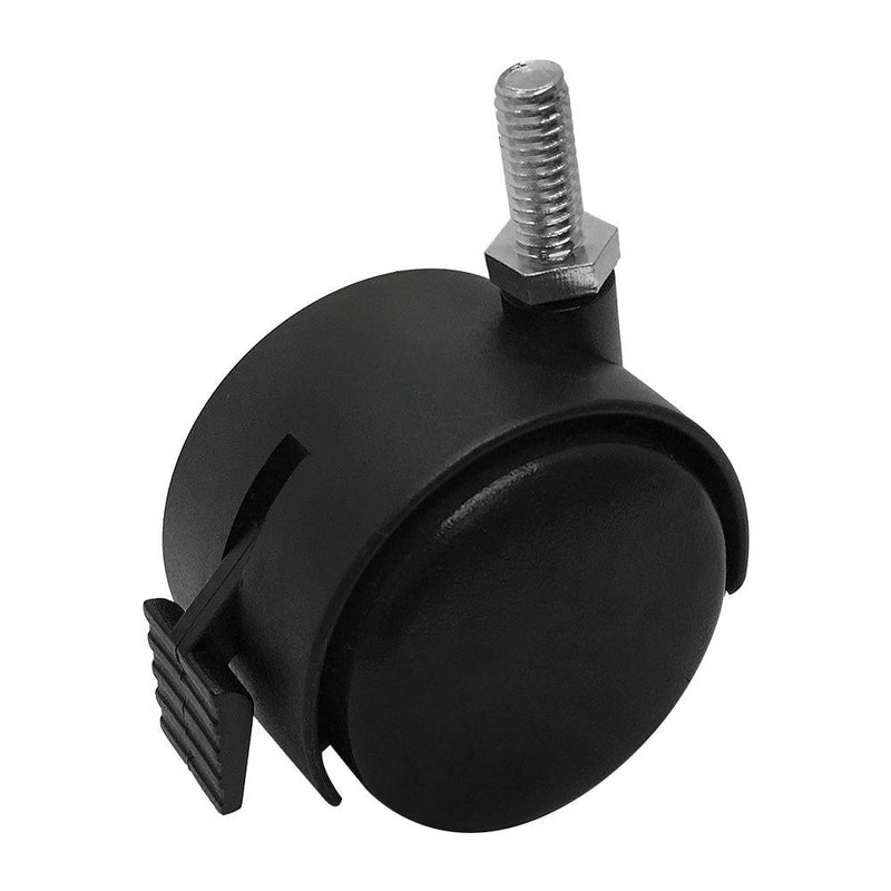 4 Pc 2'' Black PVC Nylon Twin Swivel Casters Wheel w- Brake 5/16" x 1" Thread Size 360 Dgree