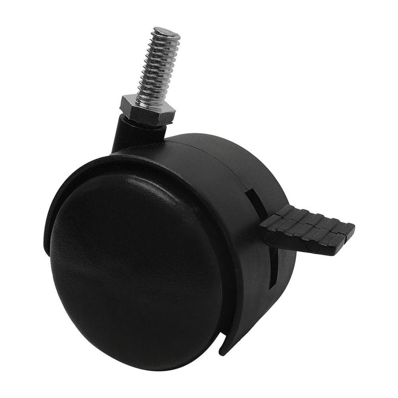 4 Pc 2'' Black PVC Nylon Twin Swivel Casters Wheel w- Brake 5/16" x 1" Thread Size 360 Dgree