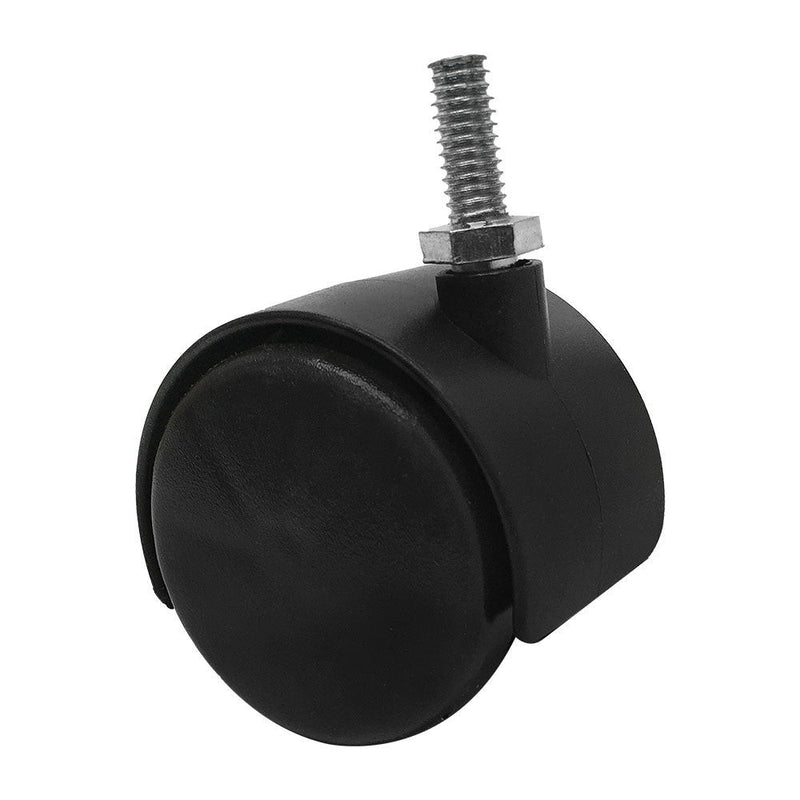 4 Pc 2'' Black PVC Nylon Twin Swivel Casters Wheel w- Brake 5/16" x 1" Thread Size 360 Dgree