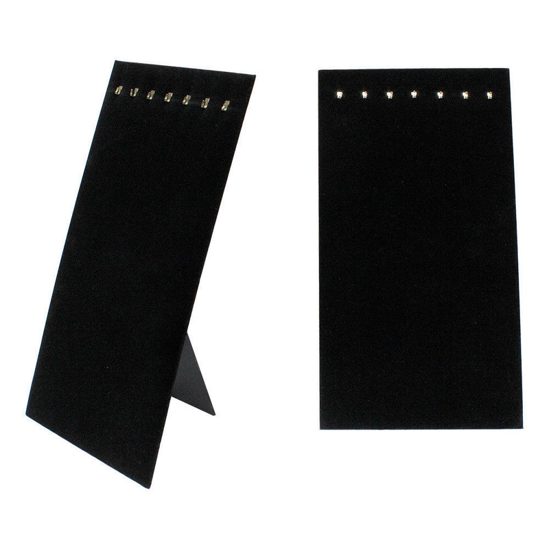 4 Pc 7-1/2''W x 14''H Black Velvet 7 Hook Easel Stand Necklace Chain Jewelry Display