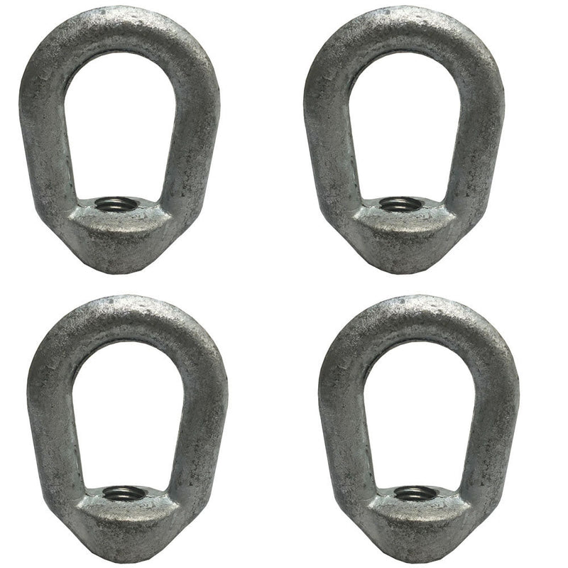 4 Pc Hot Dipped Galvanized 7/8" Thickness Eye Nut With 1"-8 Tap Size 9,000 Lbs WLL