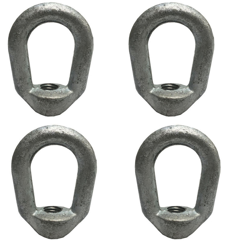 4 PC 7/8" x 1" Tap Threaded Hot Dipped Galvanized Forged Eye Nut 9,000 Lb Cap Working Load