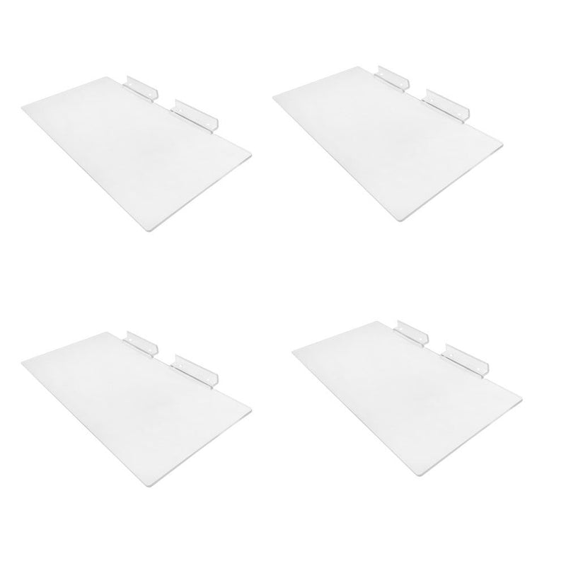 4 Pc Slatwall 12'' x 6'' Flat Styrene Clear Shoe Shelf Acrylic Display Fixture