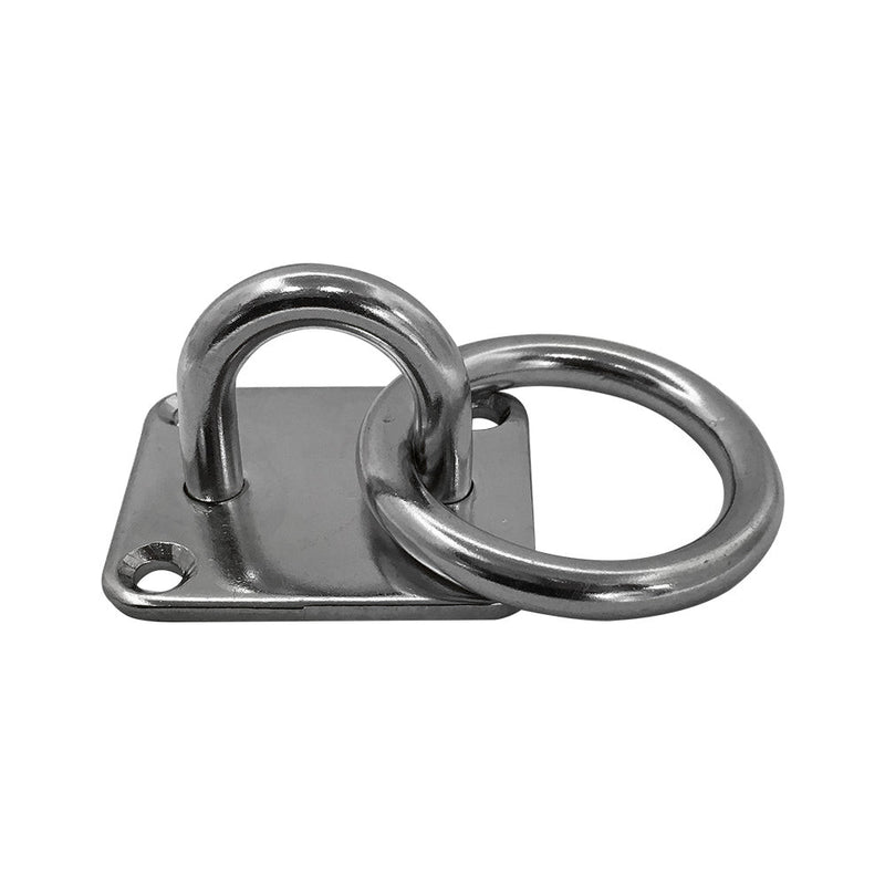 4 PC Stainless Steel 304 Square Pad Eye Plate W Ring 1/4" Welded Formed Marine Boat Rigging