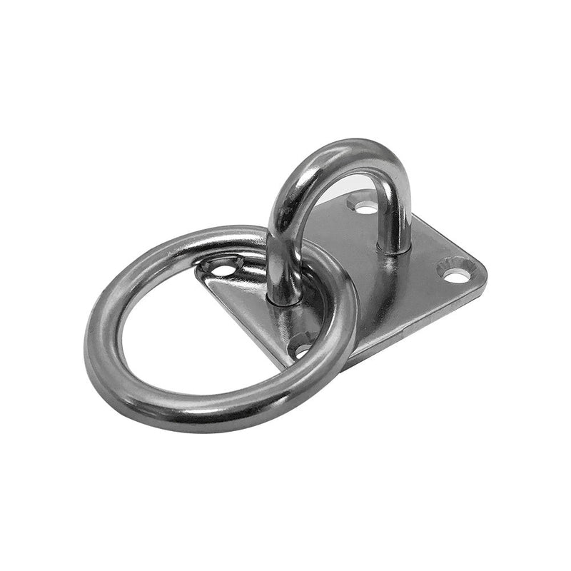 4 PC Stainless Steel 304 Square Pad Eye Plate W Ring 1/4" Welded Formed Marine Boat Rigging