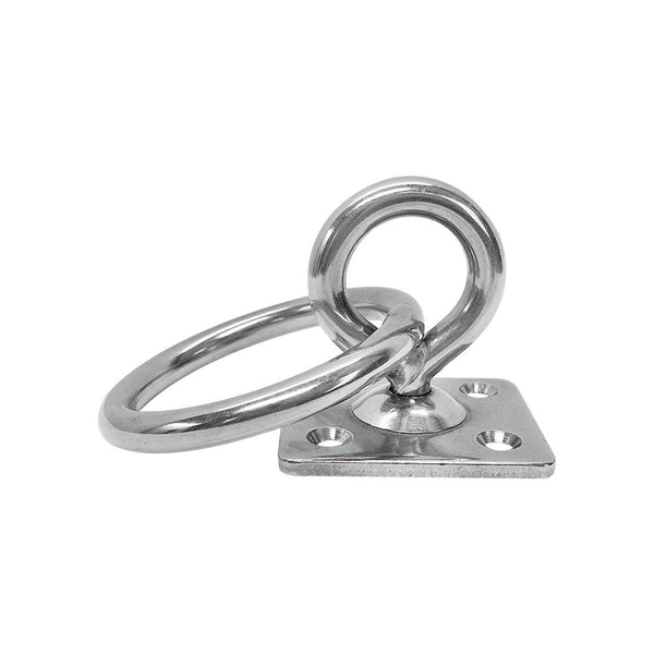 4 PC Stainless Steel 304 Square Swivel Pad Eye Plate W Ring 1/4" Welded Formed WLL 380 LBS Marine Boat Rigging