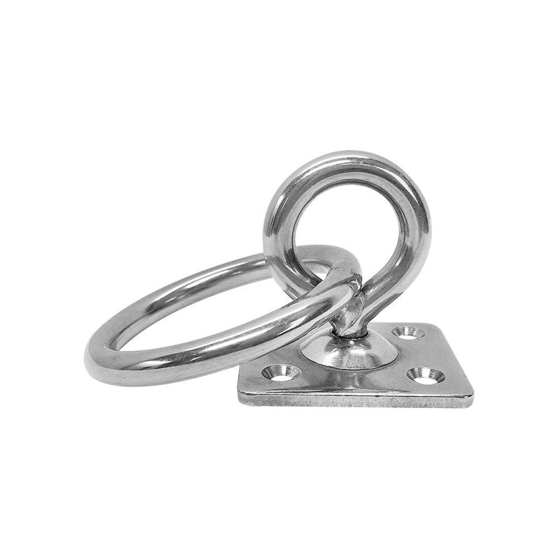4 PC Stainless Steel 304 Square Swivel Pad Eye Plate W Ring 1/4" Welded Formed WLL 380 LBS Marine Boat Rigging