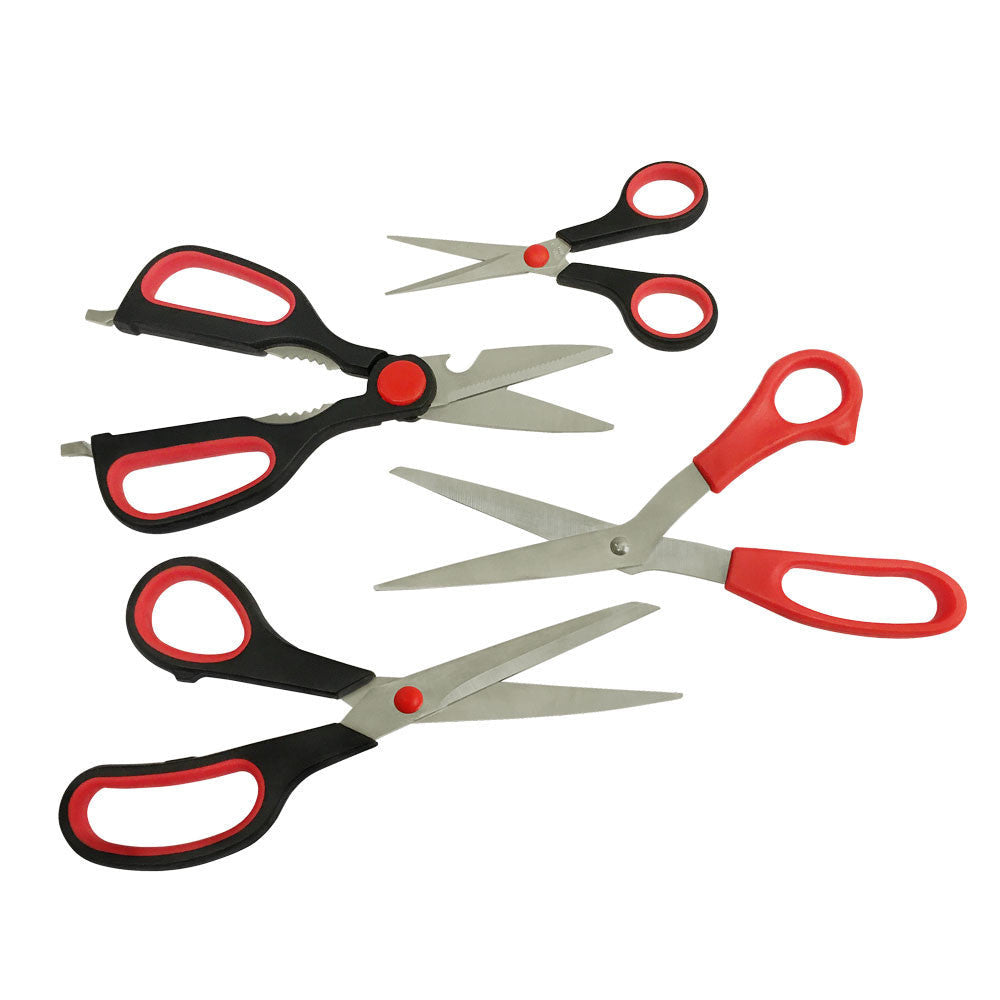 Durable heat-treated stainless steel scissors set, ideal for home, office, and crafting projects.