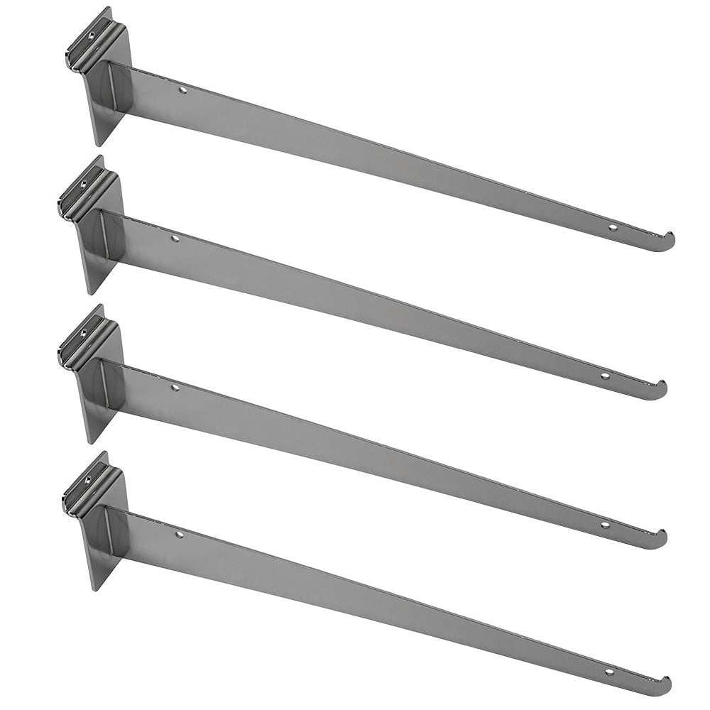 4 Pcs 14'' Chrome Glass Slatwall Shelf Bracket Retail Display Fixture Metal Hanger
