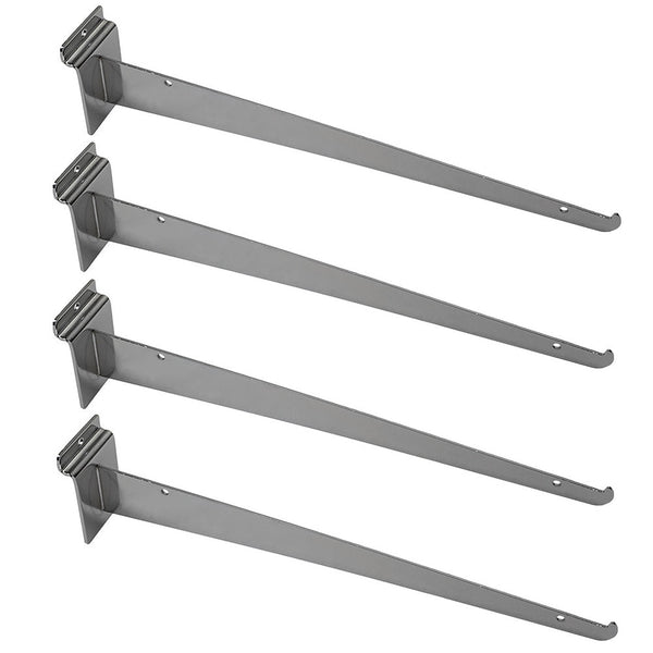 4 Pcs 14'' Chrome Glass Slatwall Shelf Bracket Retail Display Fixture Metal Hanger