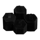 4 Ring Black Velvet Pedestal Display Jewelry Stand Holder With Metal Ring Clips