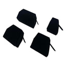 4 Ring Black Velvet Pedestal Display Jewelry Stand Holder With Metal Ring Clips