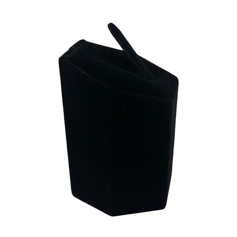 4 Ring Black Velvet Pedestal Display Jewelry Stand Holder With Metal Ring Clips