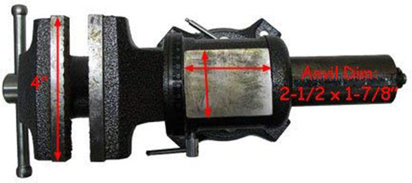 4" MULTI PURPOSE VISE ANVIL PIPE 360 Degree Swivel Base & Jaw