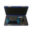 4-5 inch digital micrometer .0001" precision tool in blue case with accessories.