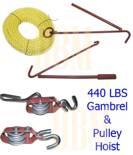 440lbs Gambrel and Pulley Hoist Deer, Elk, Game Up, Hoist Lift Combo