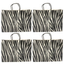 4PC 16" Cub Gift Bags W- Handles Zebra Printed Kraft Paper Recycle Retail Supply