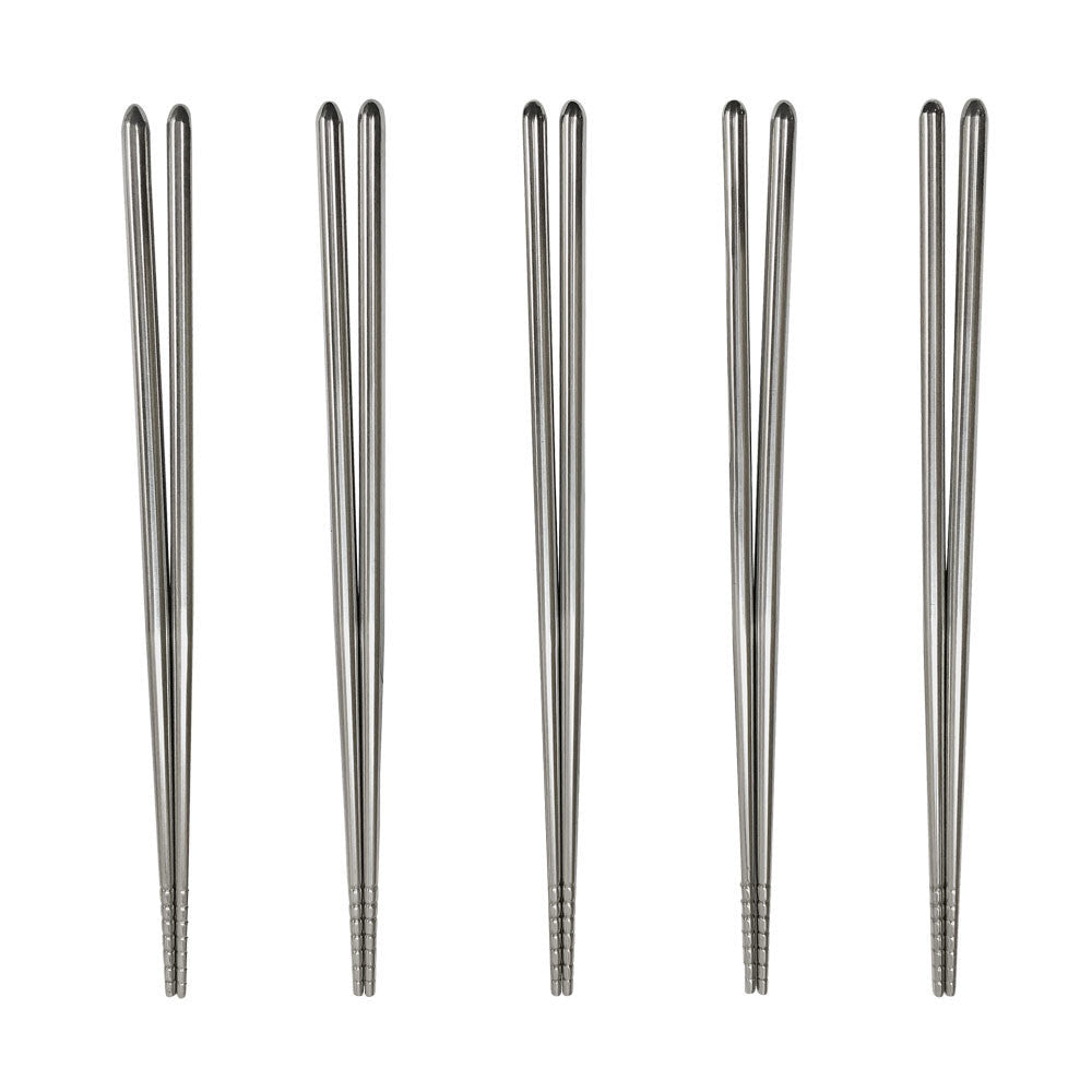 5 Pairs 9'' Reusable Stainless Steel Chopsticks