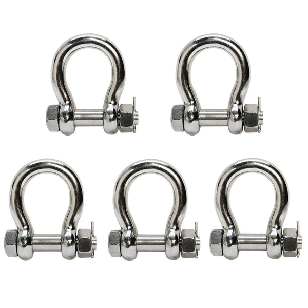 5 Pc 1/4" Bolt Pin Anchor Shackle Marine Stainless Steel 316 D Ring Bow Rigging