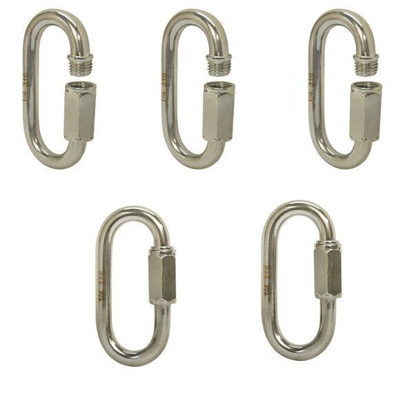 5 PC 1/4" Marine 316 Stainless Steel Quick Link Shackle Boat WLL 600 LBS