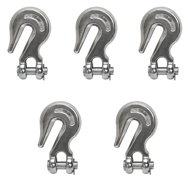 5 Pc 1/4" Marine Stainless Steel 316 Clevis Grab Hook Towing Shackle 1,600 lbs