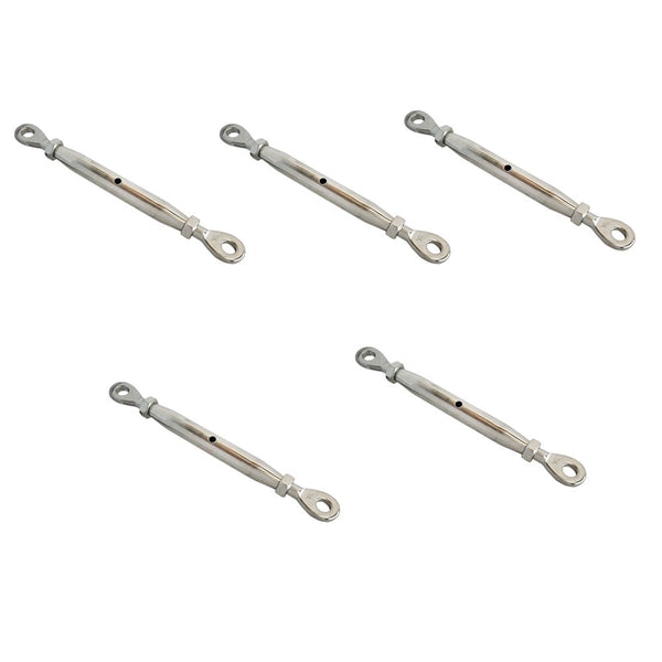 5 PC 1/4'' Marine Stainless Steel Closed Body Turnbuckle EYE EYE Rig 300 Lbs