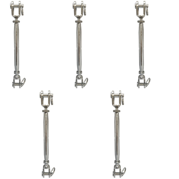 5 PC 1/4" Marine Stainless Steel Closed Body Turnbuckle JAW JAW Rig 300 Lbs