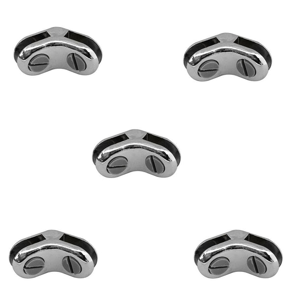 5 Pc 120 Degree 2 Way Glass Connector Clips 3/16'' Tempered Glass Shelf Chrome Finish