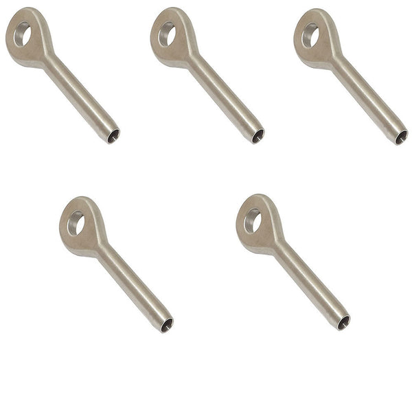 5 PC 3/16" Wire Rope Swage Eye Terminal Hand Aircraft Eye Stainless Steel