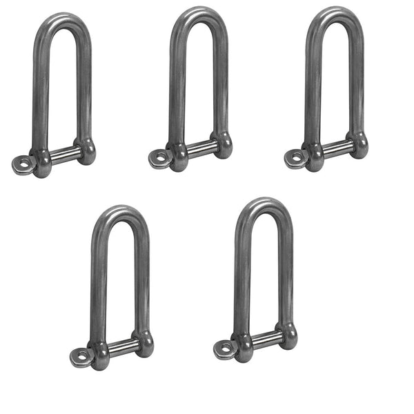 5 PC 3/8" Boat Marine Stainless Steel Long D Shackle W- Captive Pin Rigging 1,000 Lbs Cap.