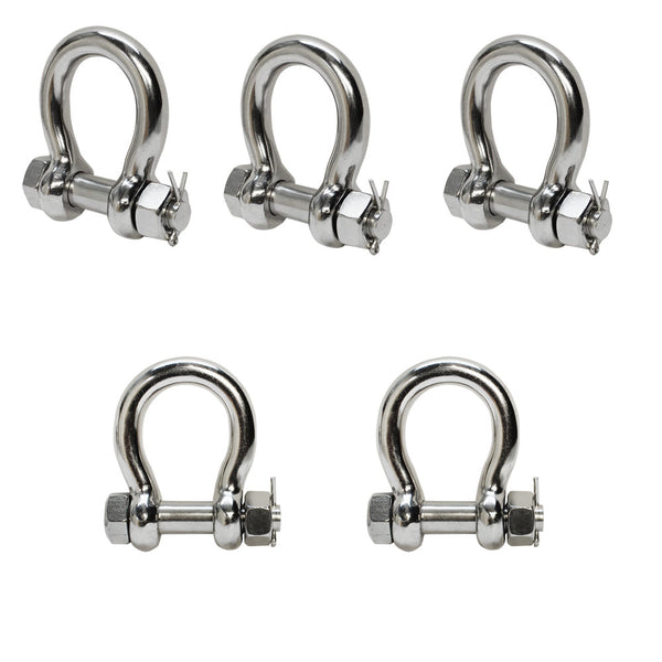5 Pc 3/8" Bolt Pin Anchor Shackle Marine Stainless Steel 316 D Ring Bow Rigging