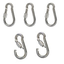 5 PC 3/8" Marine 316 Stainless Steel Spring Snap Hook w Screw Carabiner 500 LB