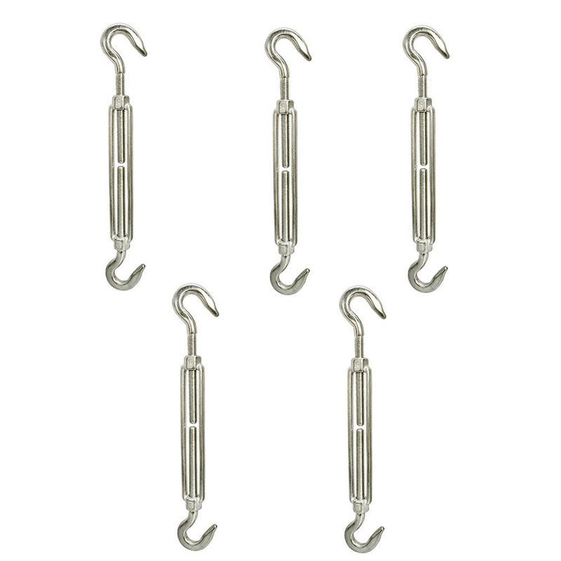 5 PC 316 Stainless Steel Marine 5/16'' x 4-1/2'' HOOK HOOK Turnbuckle Swivel