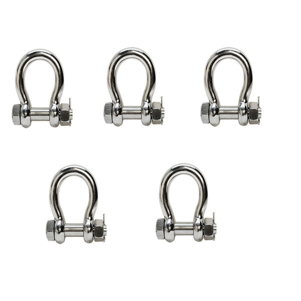 5 Pc 5/16" Bolt Screw Pin Anchor Shackle Marine Stainless Steel D Ring Bow