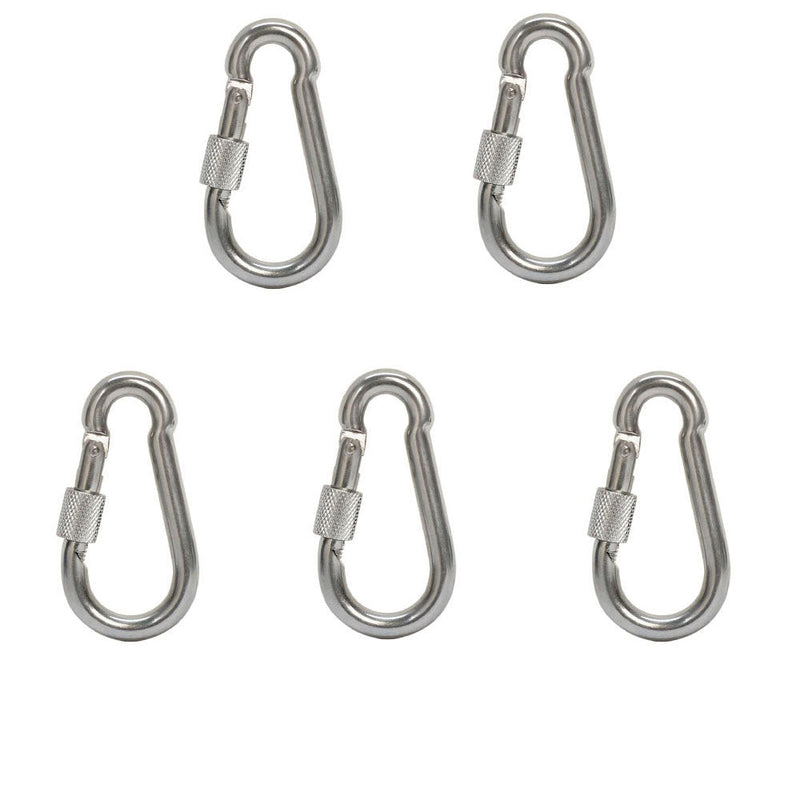 5 PC 5/16" Marine 316 Stainless Steel SPRING SNAP HOOK w Screw Carabiner 400 LB