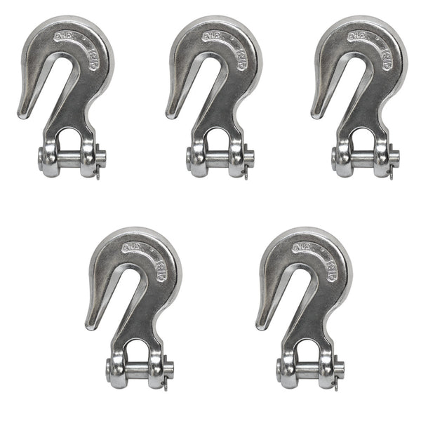 5 Pc 5/16" Marine Stainless Steel 316 Clevis Grab Hook Towing Shackle 2,200 Lbs