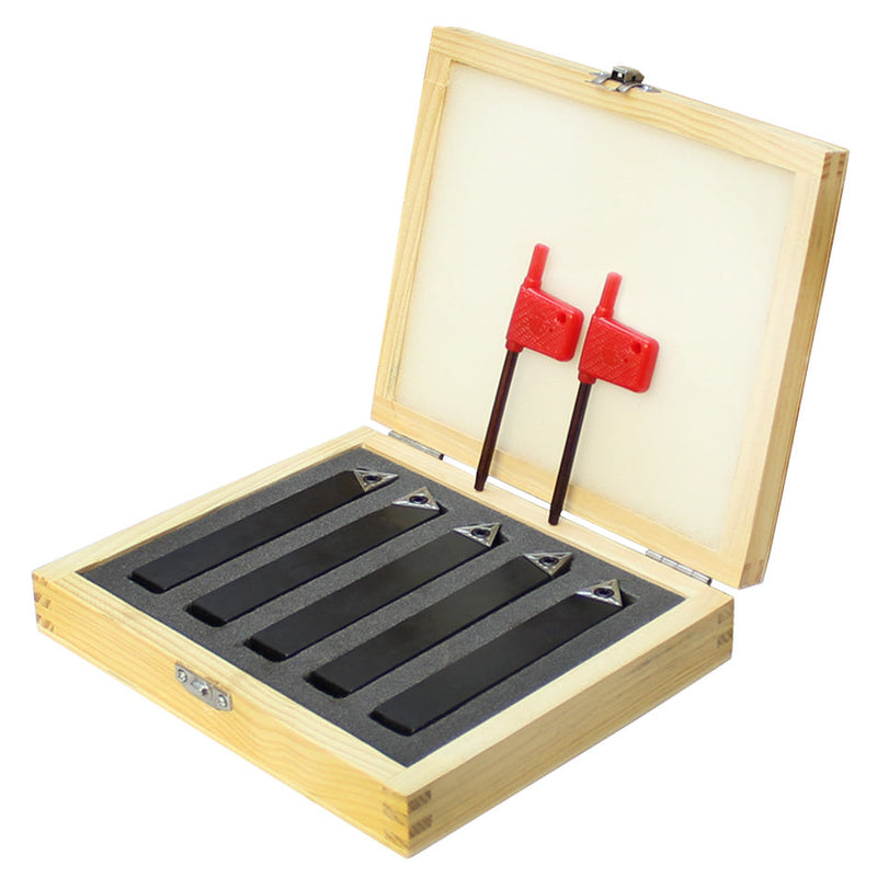 5 PC 5/8'' Shank Indexable Carbide Insert Lathe Turning Tool Bit Set Chipbreaker