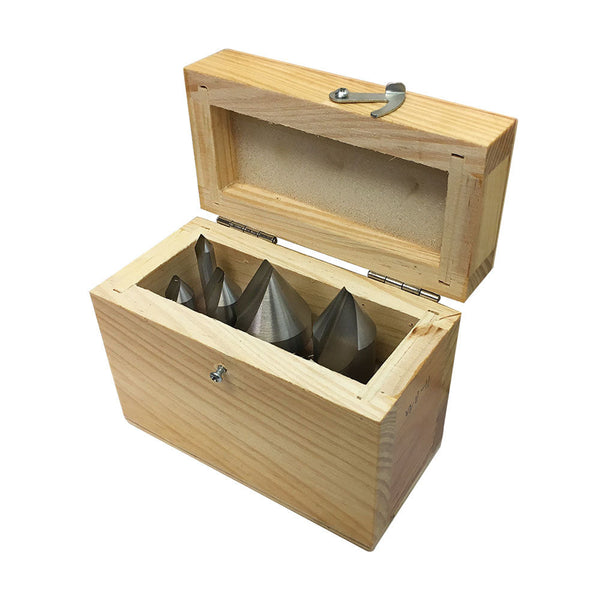 5 Pc 60 Degree 1-1/4'' - 1'' HSS Single Flute Countersink Set Drilling Milling