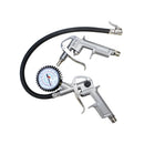 Complete 5 Pc air compressor accessory set including spray gun, air duster, and pressure gauge inflator.