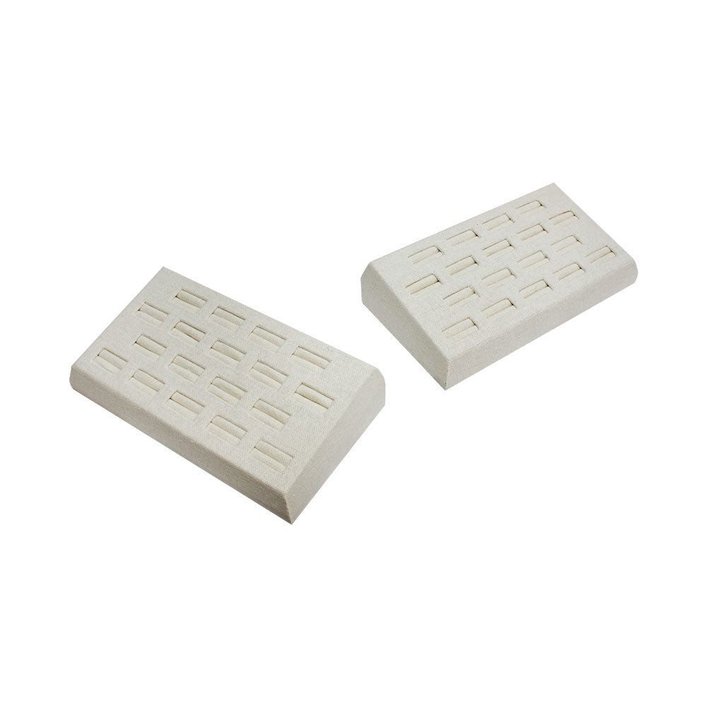 5 PC Beige Linen Wrapped 8" x 4" Ring Padded Tray 18 Slot Cufflink Organize Jewelry Store Pawn Shop Display